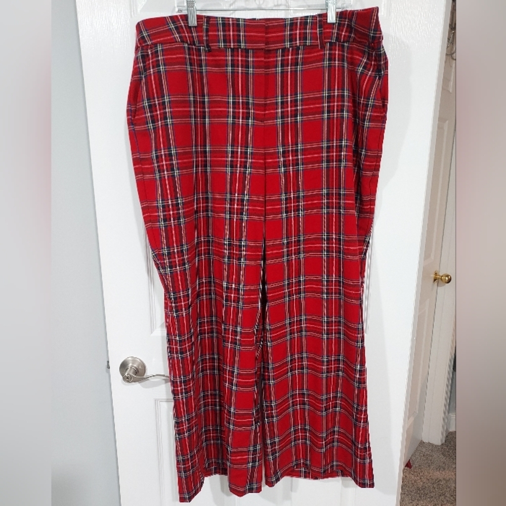 Lane Bryant Red Plaid Wide Leg Pants